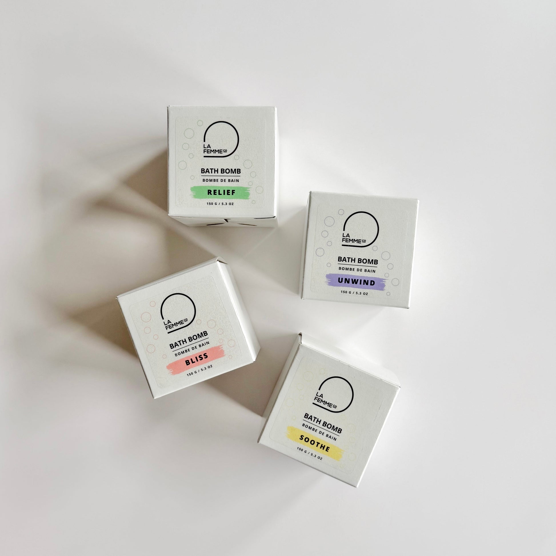 Natural bath bombs relief, unwind, bliss and soothe