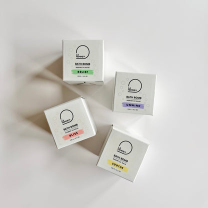 Natural bath bombs relief, unwind, bliss and soothe